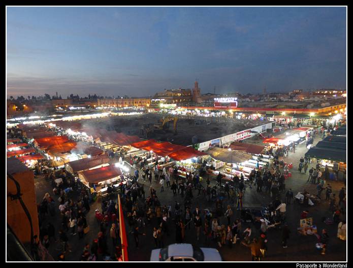Vistas desde el Cafe Glacier el Fna Marrakech atardecer